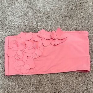 ANTONIO MELANI Pink Floral Bandeau Bikini Top